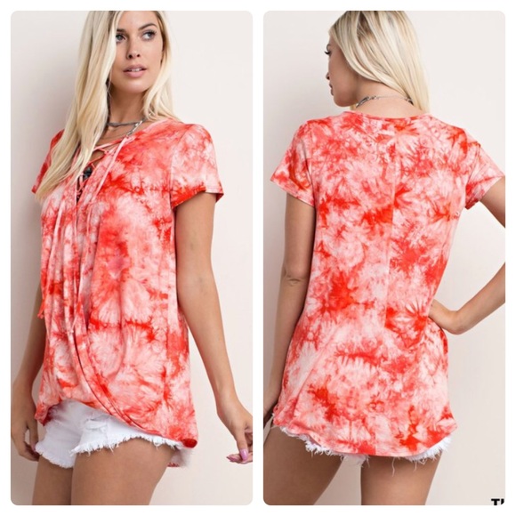 Tops - Orange tie dye infinity top